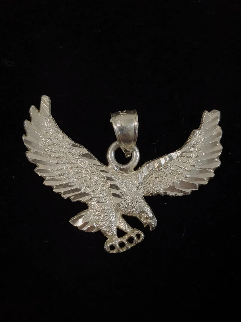 Vintage 925 Sterling Silver Eagle Pendant Necklace Charm – Detailed Flying Eagle